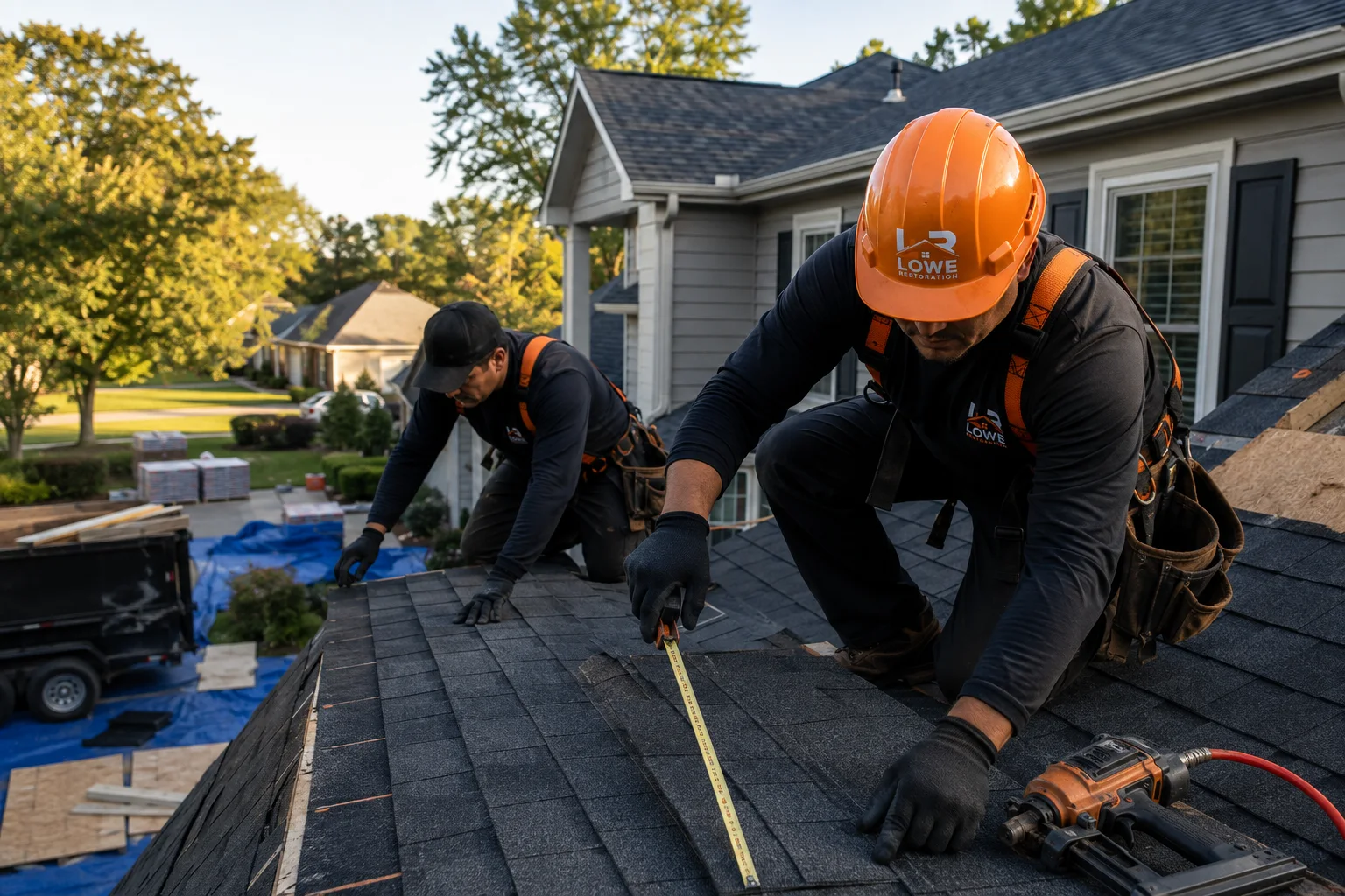 Roofing service by Lowe Restoration
